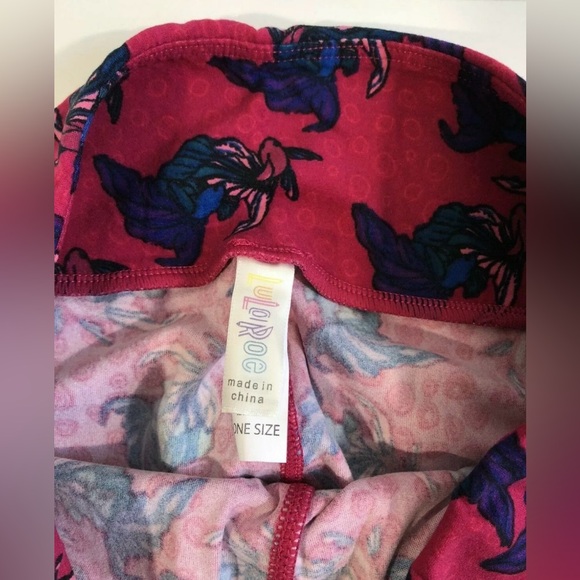 LuLaRoe OS One Size Leggings Fighting Beta Fish Bubbles Women Size 2-10 Pink New - Picture 10 of 12